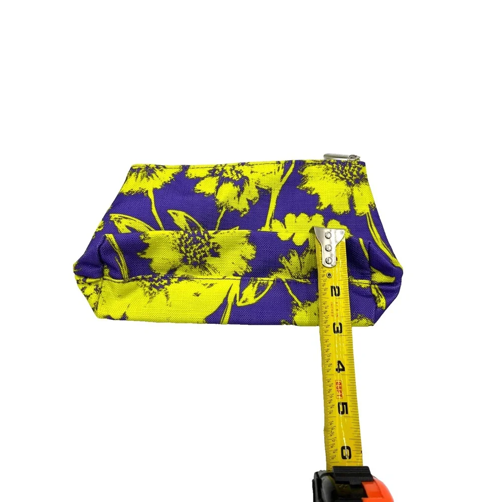 Clinique Floral Cosmetic‎ Makeup Travel Bag Yellow Purple 9x6x3-Set of 15
